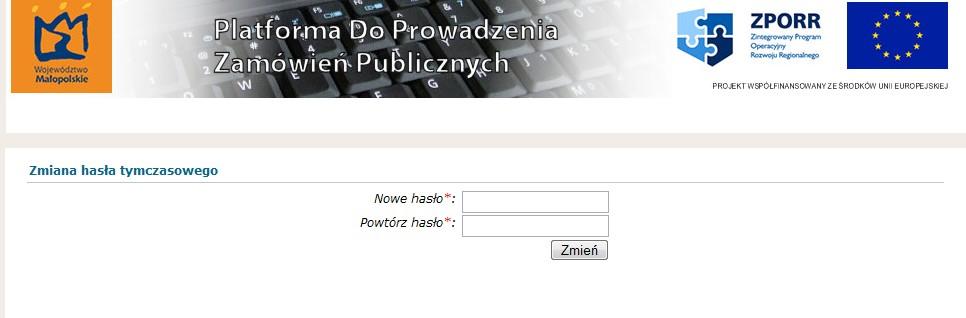 zmienić hasło tymczasowe na osobiste -system poprosi o zmianę hasła tymczasowego przy pierwszym logowaniu się do systemu (rysunek 7).