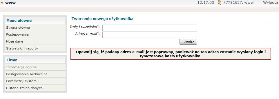 parametry systemu (wybrać z tabeli opcję zmień) Rysunek 12: Parametry systemu 5.4.