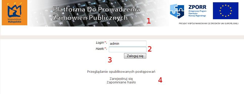 4. Interfejs użytkownika W czasie pracy z systemem użytkownik korzysta z dwóch części aplikacji służących do logowania się do systemu (rysunek 1) oraz okna głównego systemu (rysunek 2).