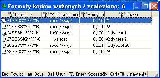 Kody waŝone, wprowadzanie ilości JeŜeli w programie PC-Market 7 mamy zdefiniowane formaty kodów waŝonych to kolektor wirtualny jest wstanie uwzględnić ustawienia tych kodów.