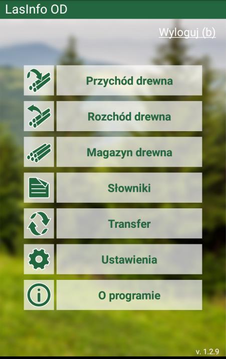 2. Menu główne Menu główne składa się z siedmiu elementów (Rys.10). Przychód drewna Rozchód drewna Magazyn drewna Słowniki Transfer Ustawienia O programie Rysunek 10: Menu główne 2.1. Przychód drewna Po wejściu w menu Przychód wyświetla się Lista przychodów ROD z podstawowymi parametrami.