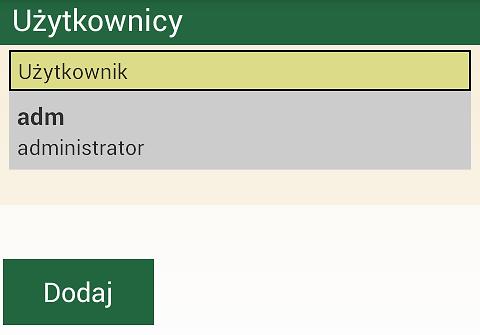 2.2.7. Użytkownicy W słowniku Użytkownicy znajduje się lista użytkowników posiadających uprawnienia do obsługi urządzenia.