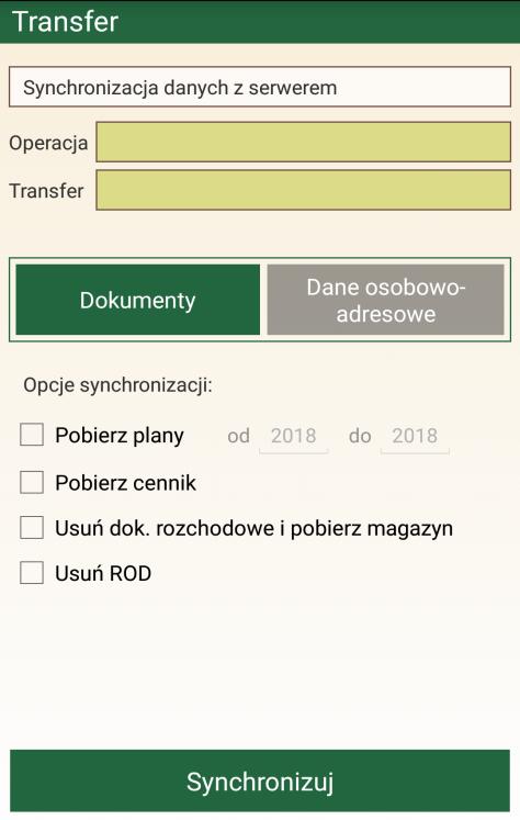 Nie ma możliwości jednoczesnej synchronizacji dokumentów i danych, dlatego też należy upewnić się, że wszystkie zakładki jednego okna są odznaczone, zanim nastąpi próba synchronizacji danych z