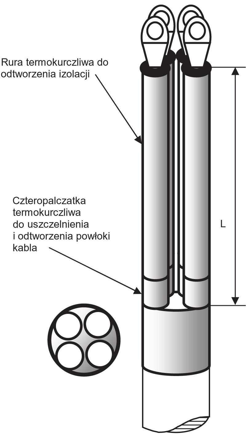 SICAME GROUP Osprzęt kablowy do linii energetycznych / Niskie napięcie Termokurczliwa 4-żyłowa głowica napowietrzna typu T4TH O Głowica przeznaczona do zakańczania czterożyłowych kabli w izolacji i