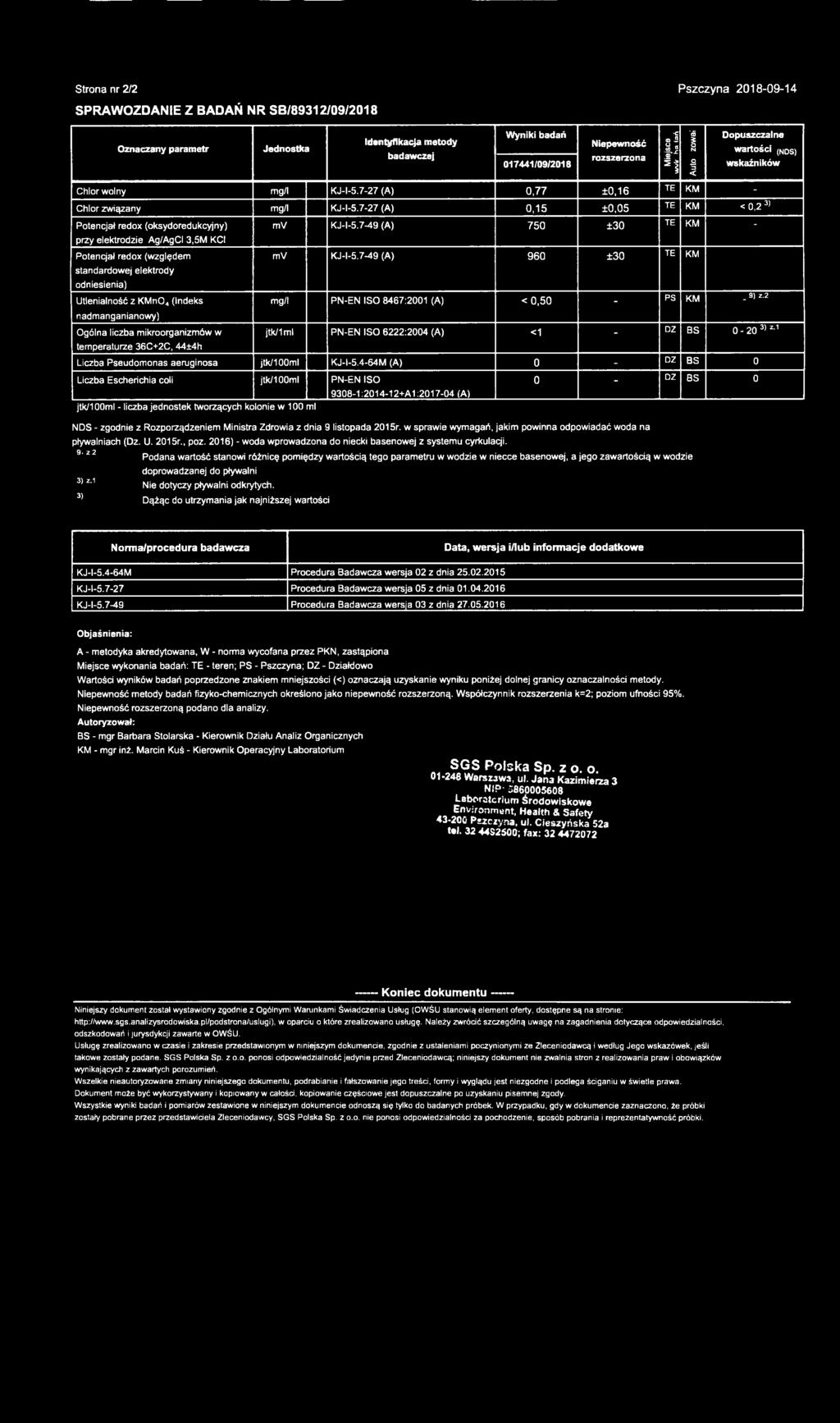7-27 (A) 0,15 ±0,05 Potencjał redox (oksydoredukcyjny) przy elektrodzie Ag/AgCI 3,5M KCI Potencjał redox (względem standardowej elektrody odniesienia) Utlenialność z K M n 0 4 (Indeks