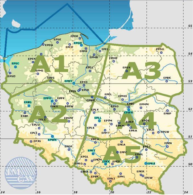 60. Służba meteorologiczna Dostępność okresowych prognoz pogody PROGNOZY OBSZAROWE GAMET Podstawa opracowywania prognoz obszarowych GAMET dla lotów wykonywanych na niskich poziomach lotu są