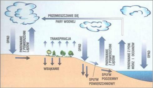 49. Wilgotność i opady atmosferyczne Para wodna w atmosferze Woda w atmosferze Wiemy doskonale, że wraz ze zmianami pogody w pierwszym rzędzie zauważalnymi nawet dla laika - zmienia się zachmurzenie.