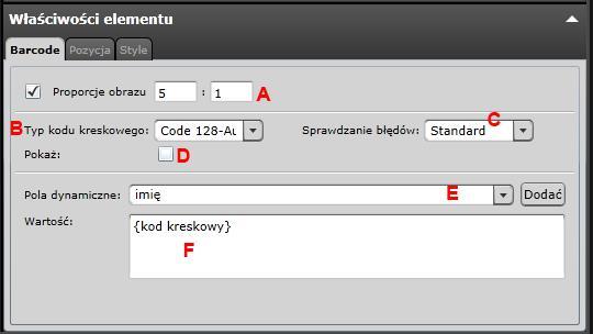 Dodawanie Kodu kreskowego Istnieje