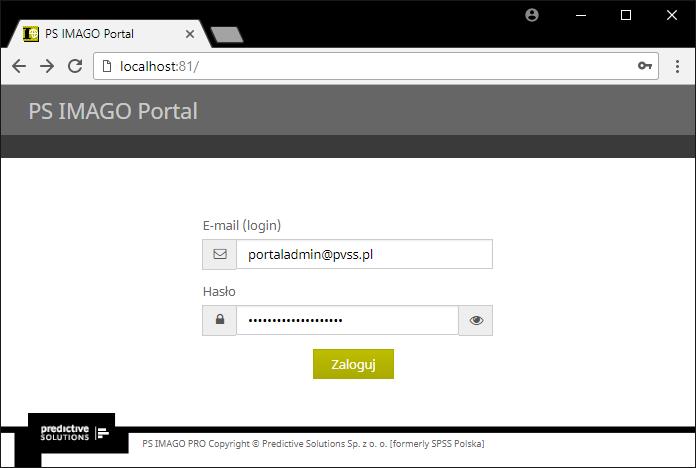 www.predictivesolutions.pl PS IMAGO Portal 5.0 /// instrukcja instalacji 13 Sprawdzenie poprawności działania Portalu Po restarcie systemu operacyjnego można sprawdzić działanie rozwiązania.