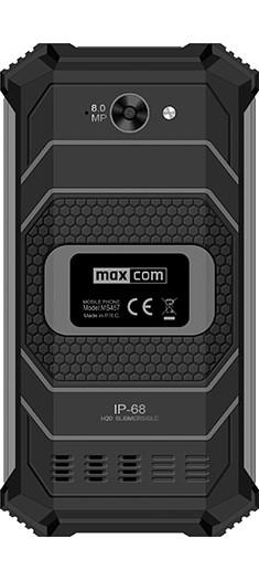 Maxcom Smart MS457 LTE Strong Zalety: łączność LTE - prędkość pobierania danych do 150 Mb/s; ergonomiczna, gumowana obudowa; dwa sloty na karty SIM; odporność na wodę i kurz - certyfikat IP68; 5 -