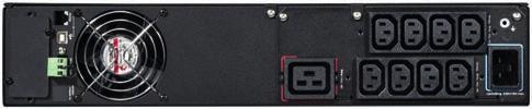 UPS Eaton 5SC 500 3000 VA 1 Wyświetlacz LCD 2 Panel wymiany baterii 3 Port USB + port szeregowy 4 8 IEC 10A (+1 wejście IEC 16 A dla modeli 2200 / 3000 VA) 5 Wejście karty komunikacyjnej (Tylko