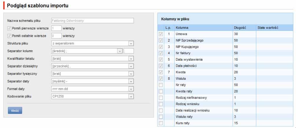 Ten format importu, niezależnie od jego nazwy, może służyć do obsługi importu danych o fakturach także dla innych programów faktoringowych, w tym w szczególności: inkasa faktur, faktoringu