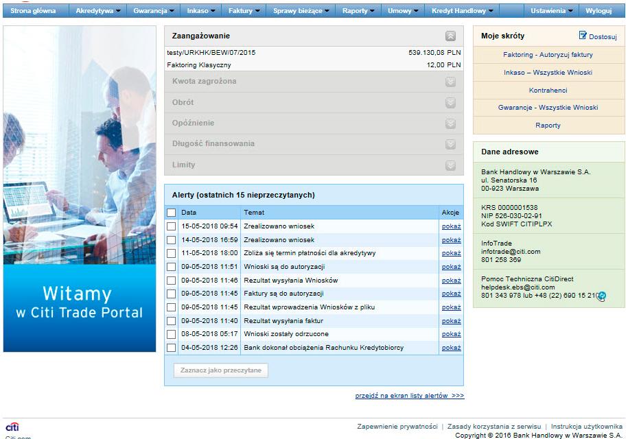 1. Logowanie Szczegółowy opis logowania do systemu CitiDirect opisany został w innym, poświęconym temu zagadnieniu podręczniku, dostępnym pod adresem: http://www.citihandlowy.