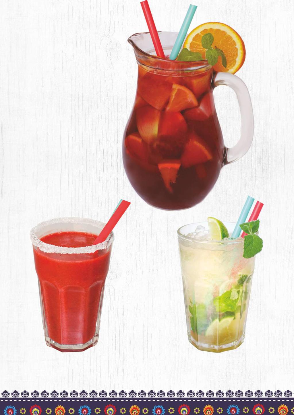 54. Sangria - tradycyjna hiszpańska Sangria z wina, świeżych owoców, lodu i soków podawana w dzbanie - mocno orzeźwiająca 13,90 z ł/ 500 ml Traditional Spanish Sangria wine, fresh fruit, ice and