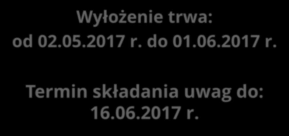 Wyłożenie trwa: od 02.05.2017 r. do 01.06.