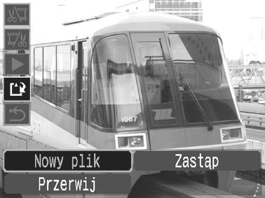 126 Tymczasową wersję filmu po edycji można przejrzeć wybierając opcję (Odtwórz) i naciskając przycisk FUNC./SET. Edycję można kontynuować powtarzając czynności opisane w punkcie 2.