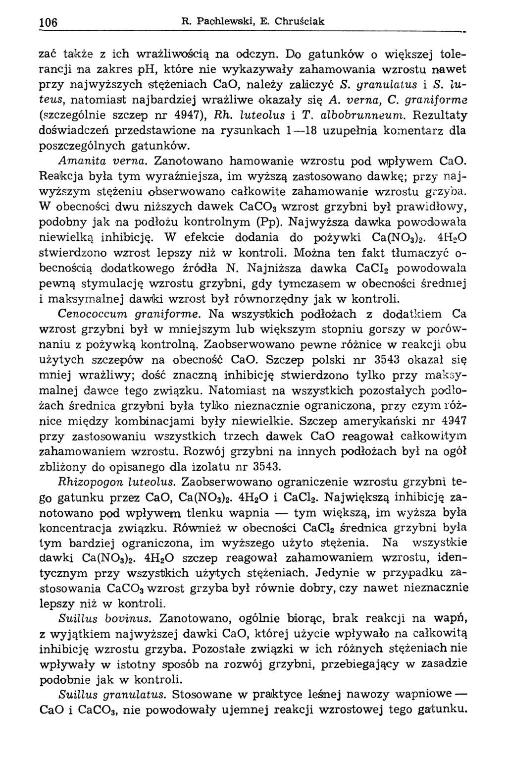 106 R. Paehlewsiki, E. Chruściak zać także z ich wrażliwością na odczyn.