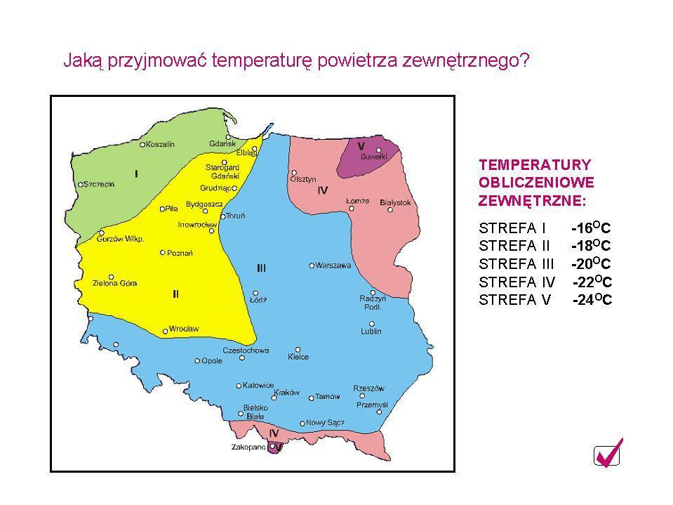 Projektowane temperatury