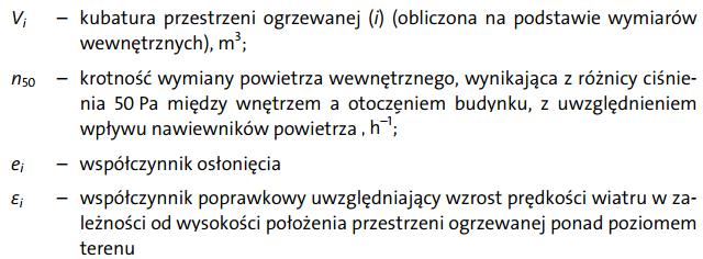 Obliczanie obciążenia cieplnego Wentylacyjna strata ciepła Wzór na obliczanie