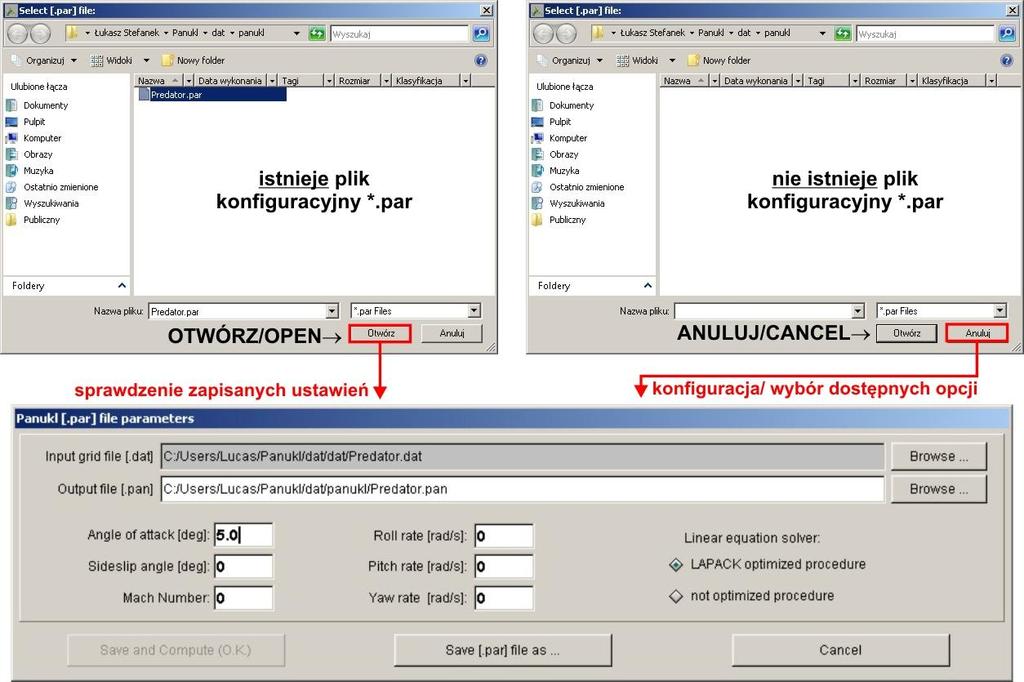 Rys. 34 Tworzenie pliku(zbioru) *.pan Rys. 35 Okno konfiguracyjne tworzenie pliku(zbioru) *.