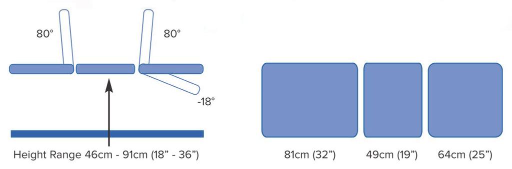 wysokości 46 cm - 91 cm (18-36 ) 2231A, 2232A L 