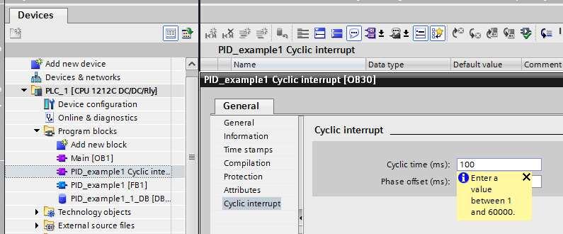 dyskretneg prgramu regulatra PID, a parametrem Ts związanym z kresem próbkwania regulatra PID, c) uzasadnij dbór wartści parametru parametrem Cycling time