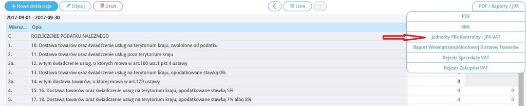 Plik kontrolny JPK możesz zapisać w formacie XML po kliknięciu w Generuj Plik JPK raport zostanie wygenerowany i będziesz mógł go zapisać na dysku, aby potem poprzez aplikację kliencką Ministerstwa