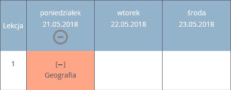 Zmieni się również odpowiednio kolor podświetlenia lekcji (z pomarańczowego na żółty). Jeśli wychowawca odrzuci usprawiedliwienie, to ikona przy lekcji zmieni się na ikonę.