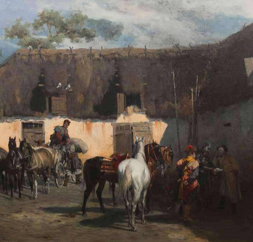 Alfred Wierusz-Kowalski (1849 1915), Rekwizycja, 1875 r., olej, płótno, 56,5 76,5 cm w świetle oprawy, sygn., da