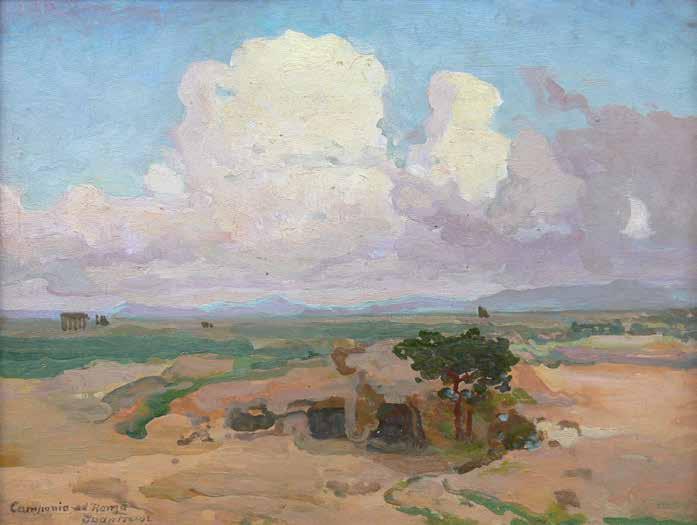21 Iwan Trusz (1869 Wysocko 1941 Lwów) Pejzaż włoski olej, tektura, 29 38,5 cm opis. i sygn.