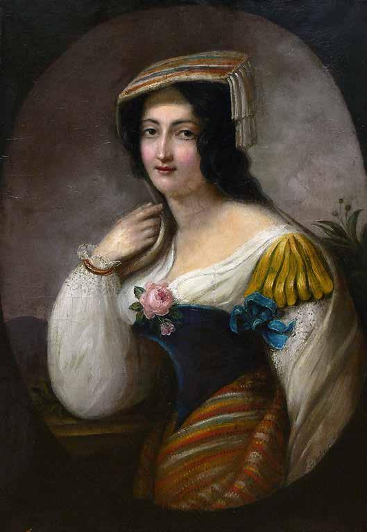 32 Ehregott Grünler (1797 Zeulenroda 1881 tamże) Portret młodej kobiety olej, płótno dublowane, 87 63