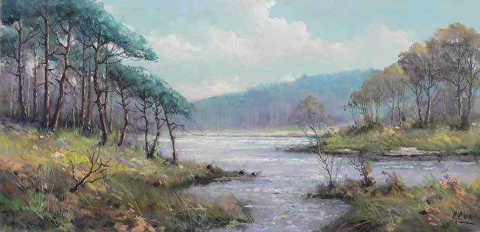 47 Garstin Cox (1892 1933) Pejzaż z rzeką pastel, papier, 28 58 cm w świetle