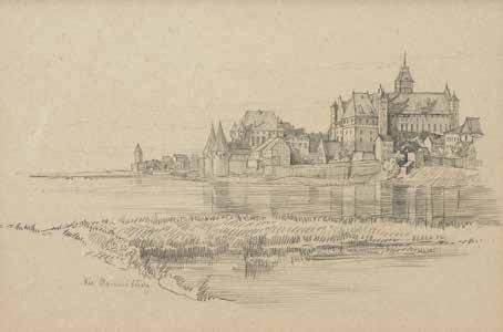 105 Frederick Arthur Farrell (1882 1935) Bastion Władysława IV na Wawelu Rycina pochodząca z teki Poland and Danzig twelve etchings