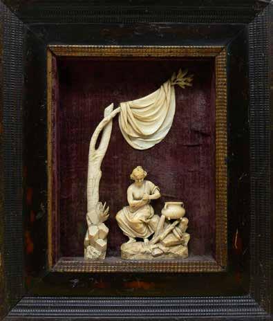 140 Figura świętego Antoniego Padewskiego XVIII/XIX w. drewno polichromowane; wys. 55 cm cena wywoławcza: 2 500 zł 141 Kompozycja półplastyczna pocz.