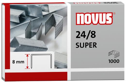 papieru (80g/m 2 ) 1000 sztuk 040-0026 NOVUS 24/8 SUPER Zszywki do zszywaczy biurowych, długość nóżki 8 mm Drut do produkcji zszywek jest