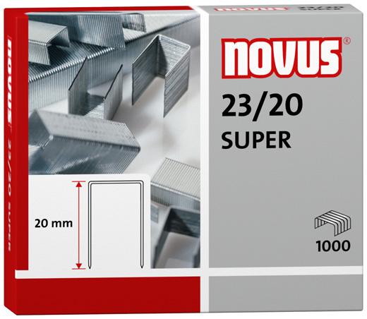 Zszywa do 120 kartek standardowego papieru (80g/m 2 ) 1000 sztuk 042-0044 NOVUS 23/17 SUPER Zszywki do zszywaczy heavy-duty, długość nóżki 17 mm, wykonane z