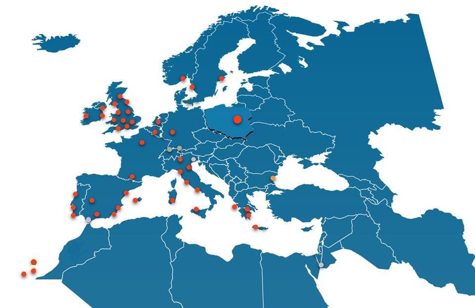 SIATKA POŁĄCZEŃ w sezonie lato 2018 / zima 2018/2019 Aktualnie 49 kierunków rozkładowych 161 częstotliwości tygodniowo na połączeniach w