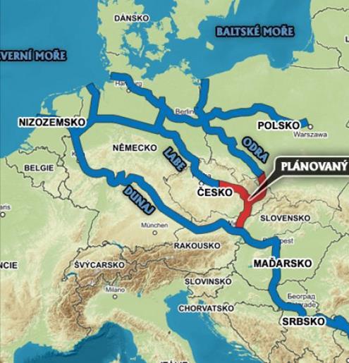 Wodny Korytarz Dunaj-Odra-Łaba Polska-Czechy-Słowacja Długość 550 km Koszt inwestycji: 8 mld euro Polski wkład 1,6 mld zł