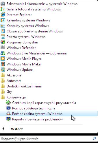 Krok 5 Na Komputer2, kliknij Start> Wszystkie programy> Konserwacja> Zdalna pomoc Windows.