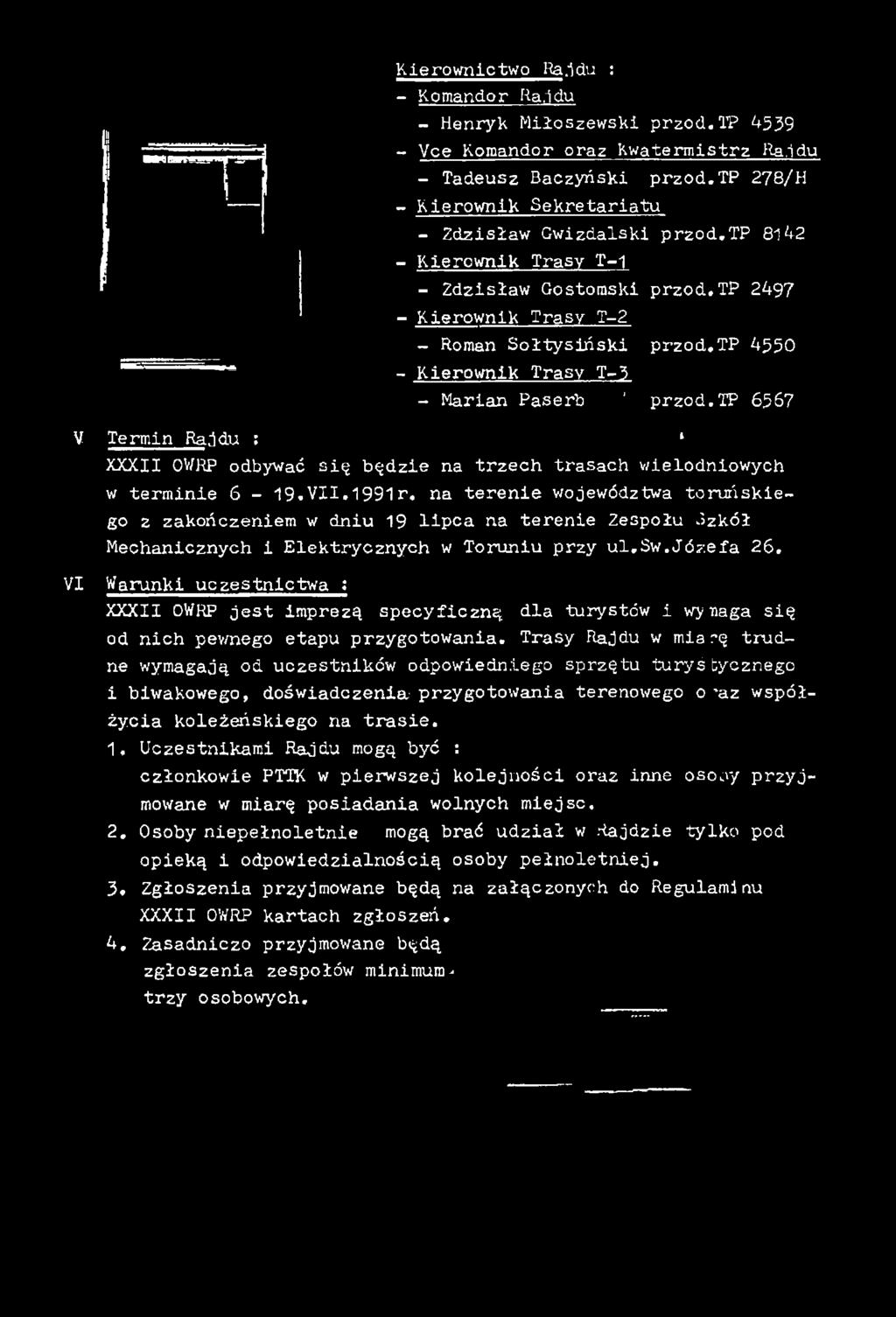 tp 2497 - Kierownik Trasy T-2 - Roman Sołtysiński przod.tp 4550 - Kierownik Trasy T-5 - Marian Paserb przod.
