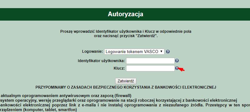 Ilustracja 1: Logowanie do bankowości Logowanie użytkownika zwykłego Uwaga! Dotyczy to wszystkich uprawnionych osób, mających dostęp do bankowości. Zarówno osoby z prawem do podpisu jako i bez niego.