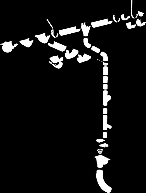 System rynnowy Galeco STL hak nakrokwiowy HM łącznik klamrowy LK zaślepka uniwersalna ZU hak ze wspornikiem H łuk wewnętrzny LW łuk wewnętrzny klamrowy LW 1 łuk wewnętrzny regulowany w kącie LWG 2