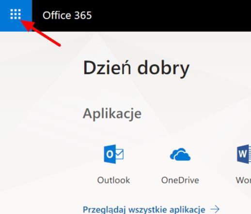 Dostęp do aplikacji możliwy jest także z poziomu górnego menu.