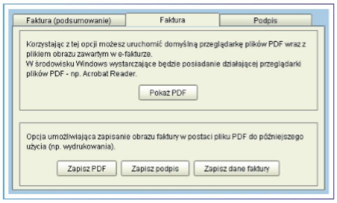 Otworzy się nowe okno przeglądarki, w którym uruchomi się specjalna aplikacja służąca do generowania elektronicznej faktury. Wygląd aplikacji przedstawiony jest obok.