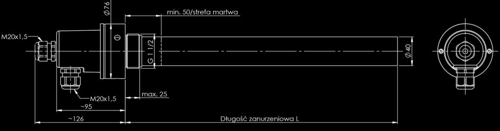 50mm w poziomie Cechy - grzałka wkręcana pod klucz hakowy - wymienny wkład grzejny bez konieczności opróżniania płynu ze zbiornika - modułowa obudowa - trwała