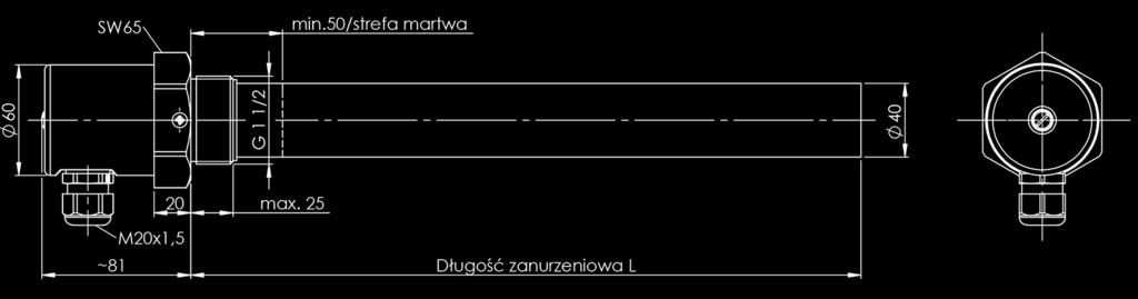 GRZAŁKI RUROWE ETG ETG-M Moc Napięcie Średnica Materiał osłony, głowice z gwintem Podłączenie gwintowe Ochrona podłączeń Stopień ochrony Strefa martwa Warunki pracy