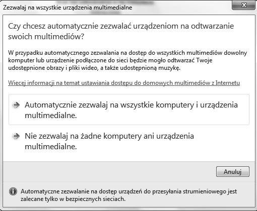 Odtwarzanie własnych plików muzycznych poprzez Centrum mediów Centrum mediów umożliwia połączenie w lokalnej sieci bezprzewodowej radia internetowego z komputerem lub innym serwerem UPnP i