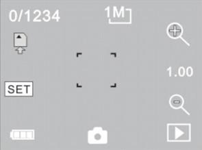 7 Tryb robienia zdjęć: Ustaw przełącznik trybu pracy w trybie robienia zdjęć, będąc w trybie podglądu naciśnij przycisk migawki lub środek ekranu LCD, by wykonać zdjęcie: 1 0/1234: Licznik, wskazuje