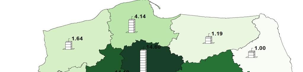 RYNEK PRODUKTÓW OGRODNICZYCH W POLSCE Udział w całkowitej powierzchni upraw warzyw (w %) Powierzchnia upraw (w ha) RYSUNEK 20.