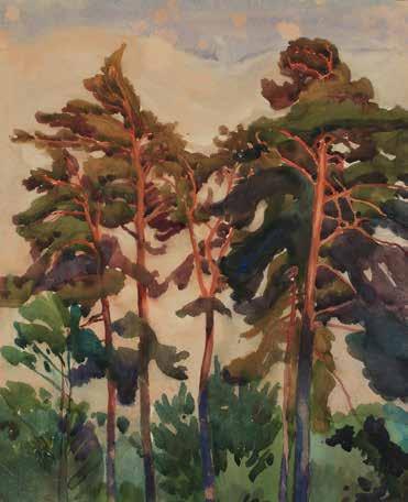 32 Władysław Skoczylas (1883 Wieliczka 1934 Warszawa) Świerki akwarela,